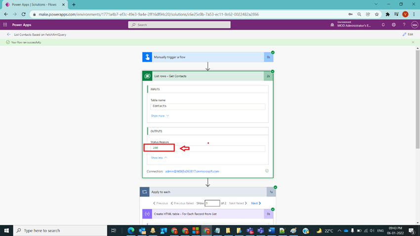 List Contacts Based on FetchXMLQuery in Power Automate